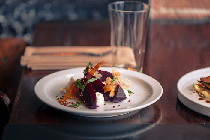 Beets and carrots with yogurt and toasted spring herbs